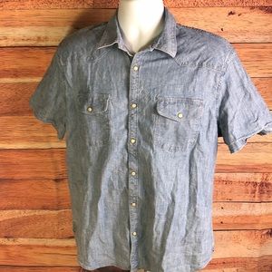 LUCKY BRAND: Snap Button down short sleeve T-shirt